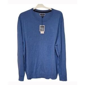 Club Room Men’s XXL Blue Merino Wool Blend Sweater Crew Neck Soft Stretch